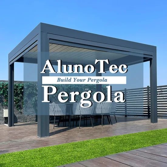 Fábrica diy sombreamento espaço de vida ao ar livre cobertura do pátio toldo automático moderno gazebo de metal pérgula de alumínio motorizado com luzes led