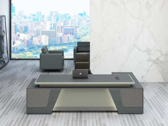 Mesa de escritório moderna de luxo em forma de L Mesa de escritório China Escritorio Fabricante de móveis de madeira