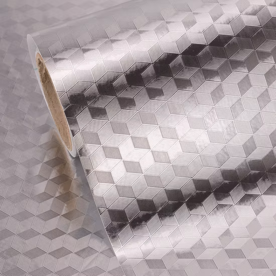 Papel de parede de alumínio autoadesivo preferencial da cozinha do papel de parede do armário do PVC