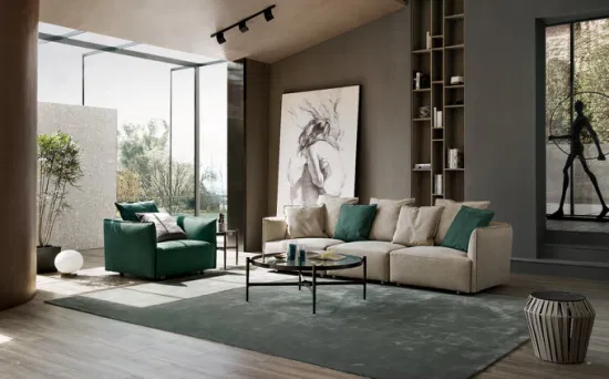 Luxo moderno e contemporâneo villa italiano sala de estar conjunto tecido canto secional moderno sofá divã móveis para casa